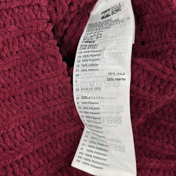 BILLABONG Cherry Moon Pullover Sweater Sz M Maroon Red Woven Knit Cowl Neck Cozy - Picture 9 of 9